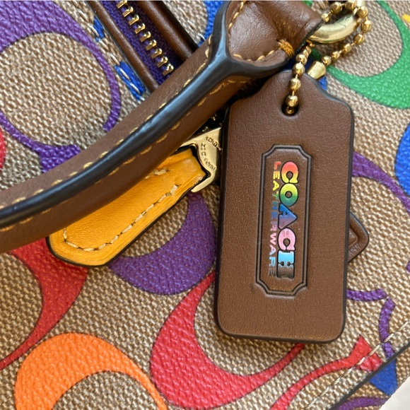 Coach Pride Collection Rowan Satchel – Brown Signature with Rainbow Strap - Picture 8 of 16